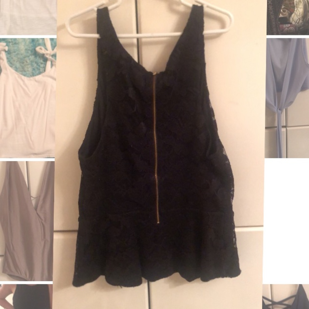 Express peplum black lace tank